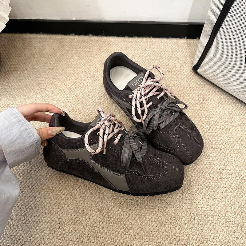Inner heightening retro leather German training shoes women's autumn and winter new velvet casual shoes trendy cotton shoes sports shoes