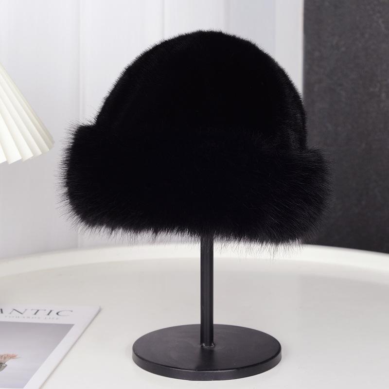 Female Winter New Thickened Warm Cold Imitation Fur Simple Fashion Imitation Mink Hair Fisherman Hat Ladies Hat