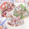 24Pcs/Bag Zoo Small Class Meow Wow Wonderland Series Scenery Sticker Book Three-Dimensional Scene Miniature Sticker Handbook Diy