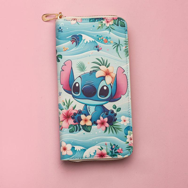 New Pu Wallet, Long Cartoon Image, Cute Change Bag, Simple and Practical Card Bag with Zipper.
