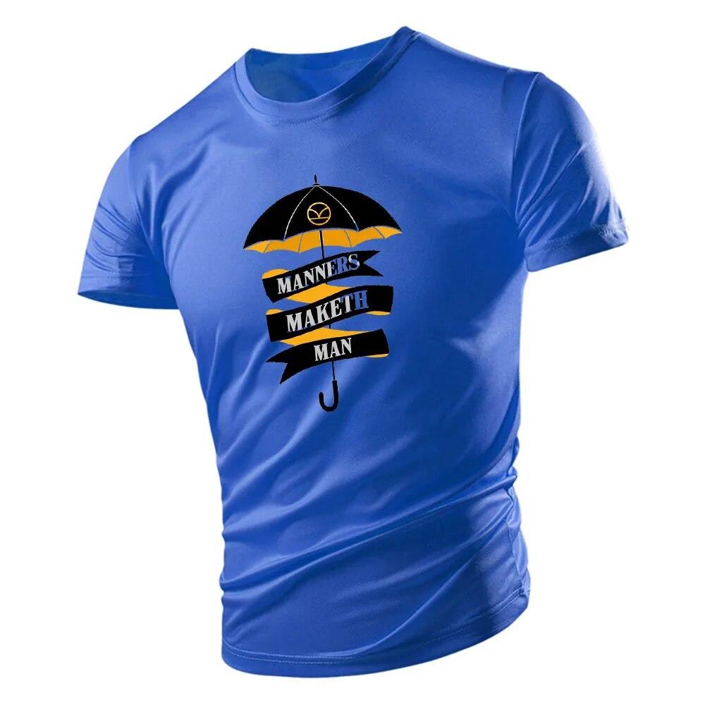 Casual Sports Style 2d Small Umbrella Print Summer Men'S Crew Neck Short Sleeve T-Shirt Loose Comfortable Breathable Quick Dry