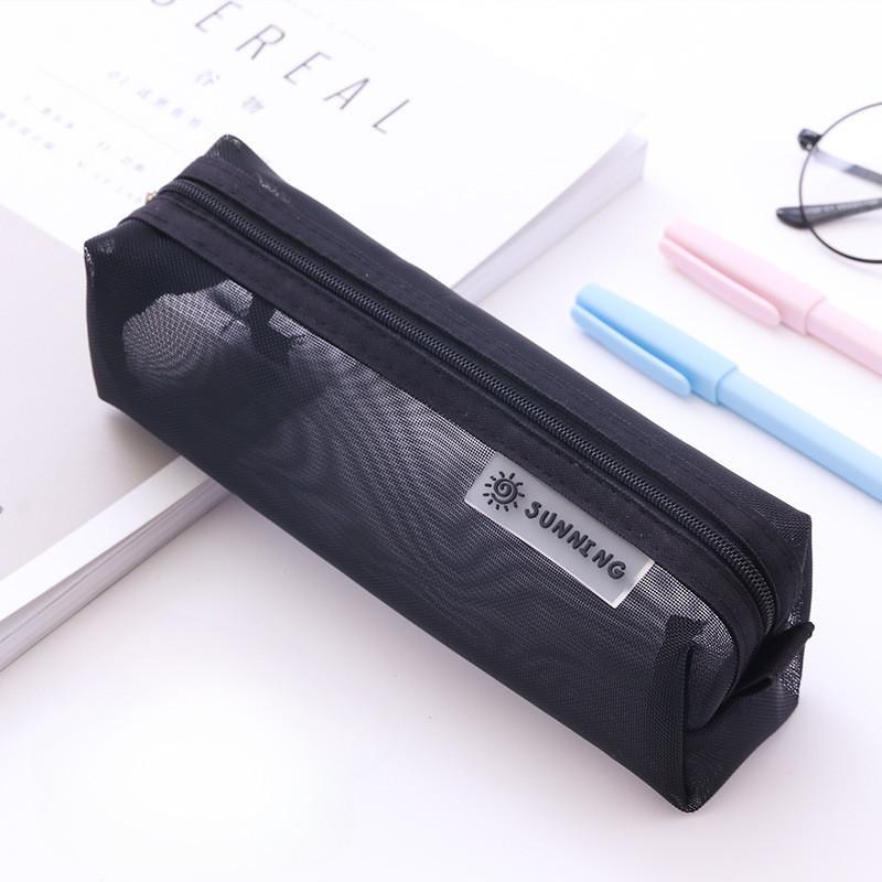 Colorful Light Net Pencil Pounch Zipper Pen Bag for Kids College