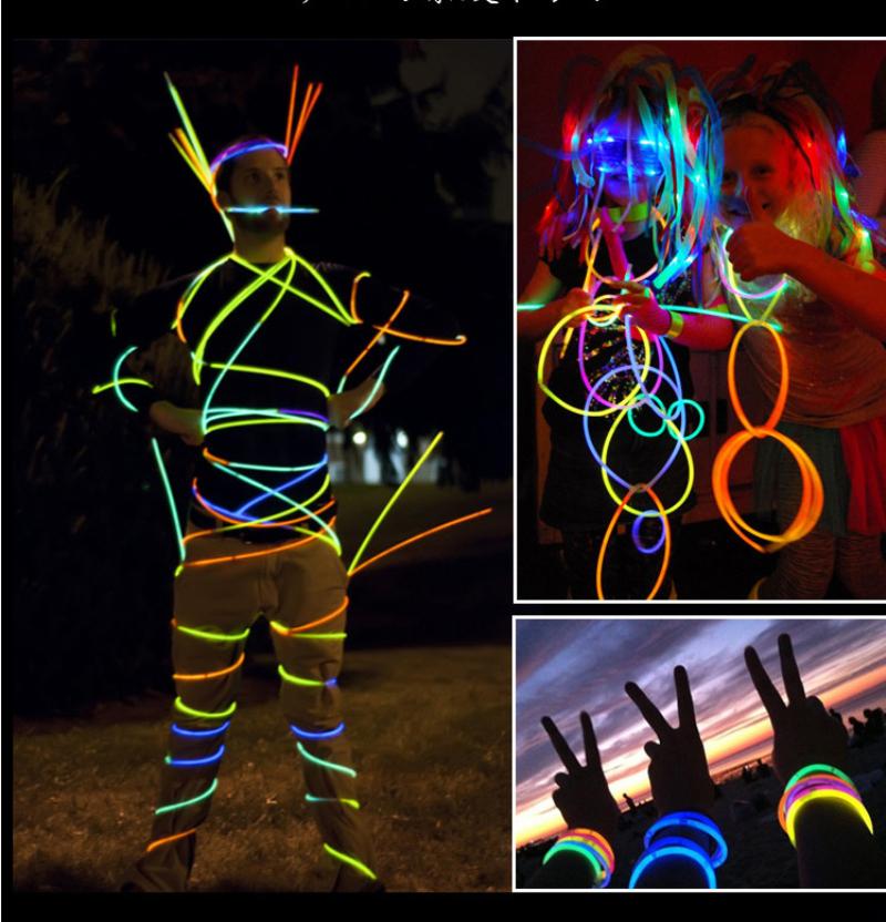 100Pcs Fluorescence Sticks Party Multicolor Glowing Stick Bright Colorful Light Bright Bendable Glow Bracelet Party Supplies