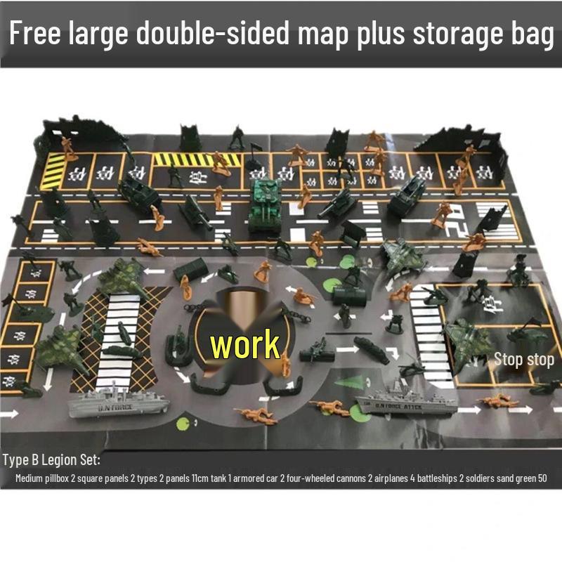 80s Nostalgic Toy Soldiers Sandbox Set: WWII Model Tank Battle for Kids