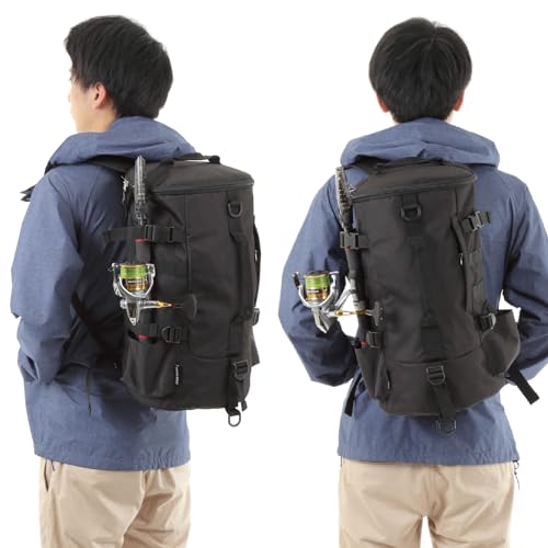 Sac à dos de pêche FISHBOMB, Sac 2-en-1, Porte-canne d'urgence, Noir