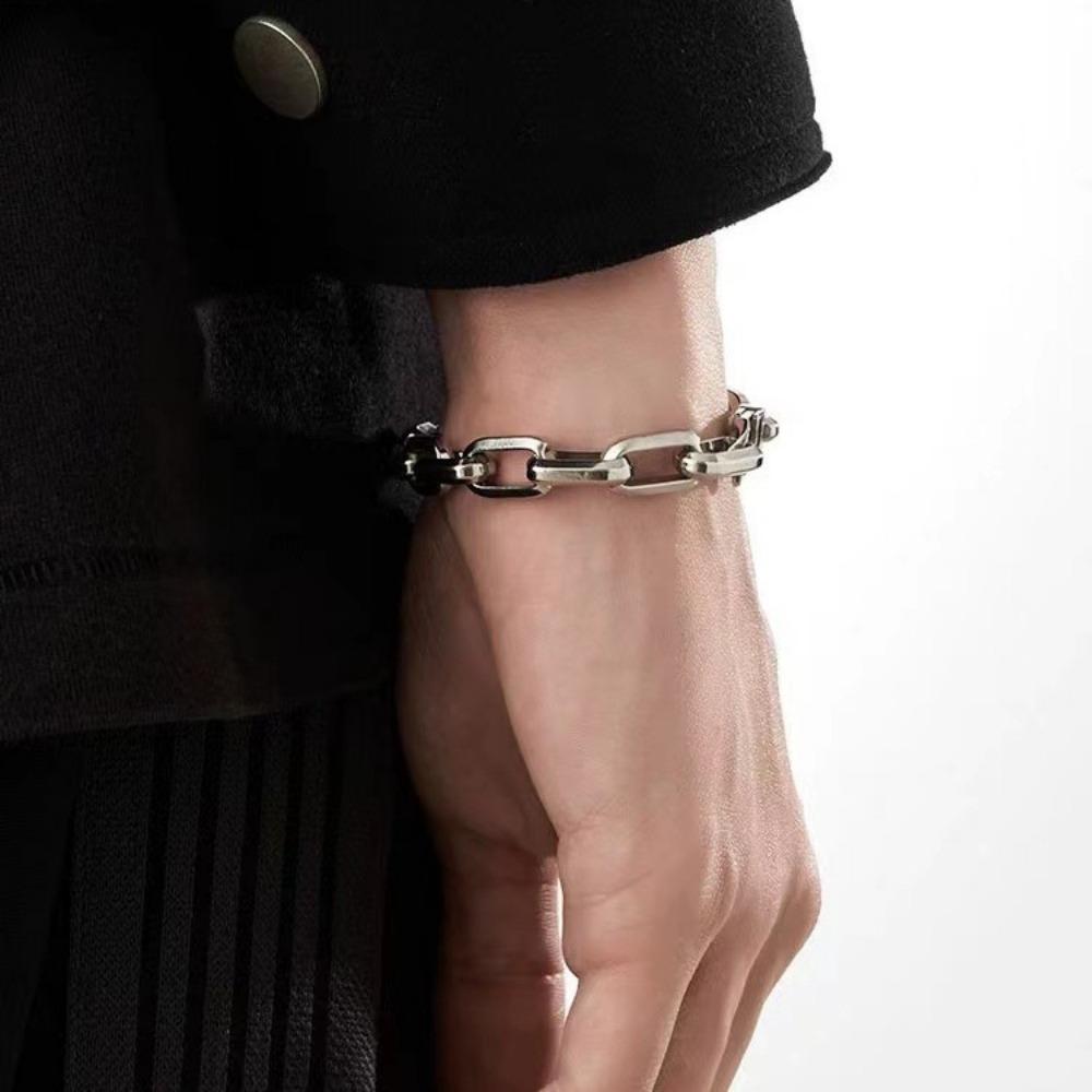 Men's Cuban Thick Chain Industrial Style Hip-hop Punk Trendy Hand Stainless Steel Cross Chain Bracelet