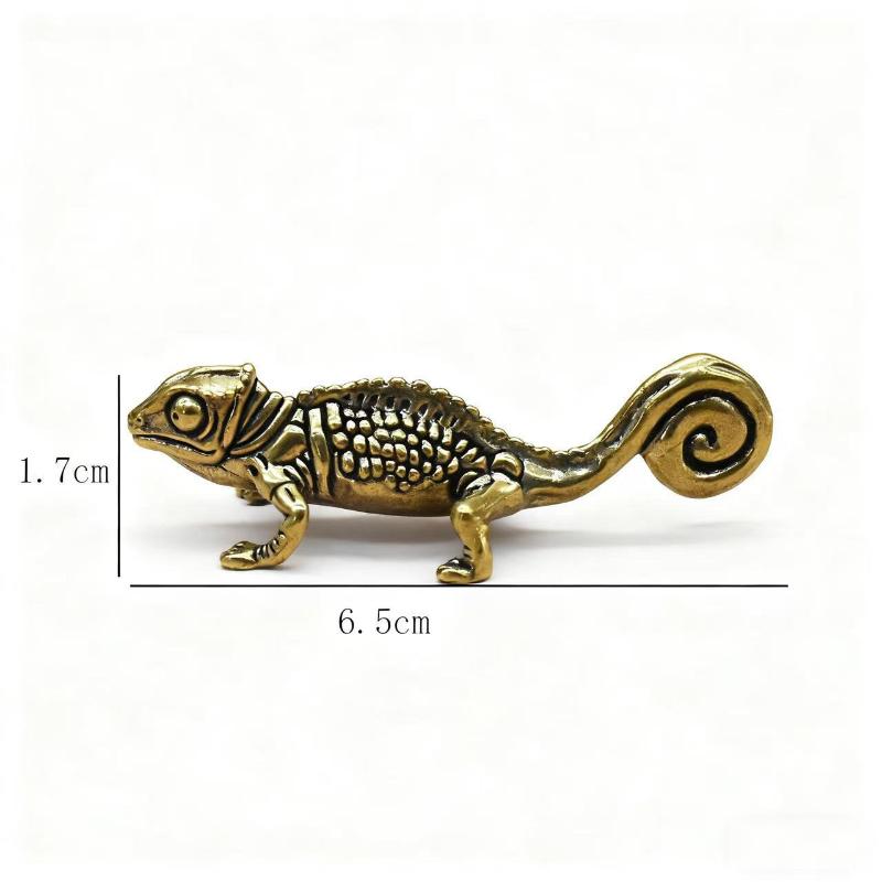 Small Vintage Gecko Figure Antique Brass Animal Statue Decor for Living Room Tea Desk Office Desktop Home Ornament