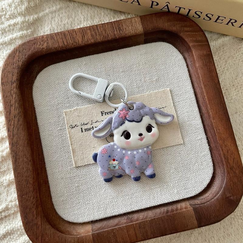 Cartoon Lamb Keychain Kawaii Year of Sheep Mascot Pendant Non-toxic Safe Bag Hanging Decor for Kids Daily Use