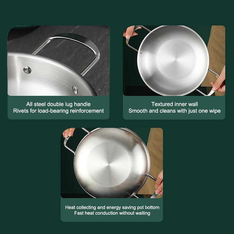 Food Grade Stainless Steel Pot With Dual Handles For Home Commercial Use  Pot Seafood Ramen Dry Pot