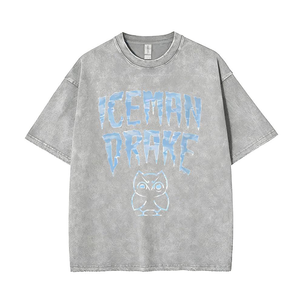 Hot Sale Rapper Drake ICEMAN Washed Vintage Tshirt Men Women Hip Hop Fashion Trend T Shirts Tops Male Summer Oversized Tshirts