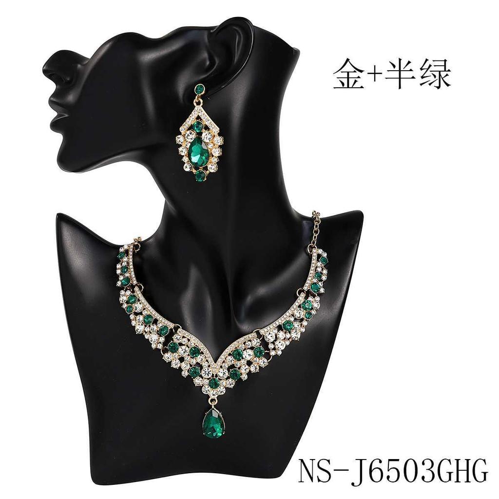 European and American Cross-border Fringed Earrings Necklace Set, High-end Retro Alloy Jewelry, Bridal Wedding Jewelry Two-piece Set