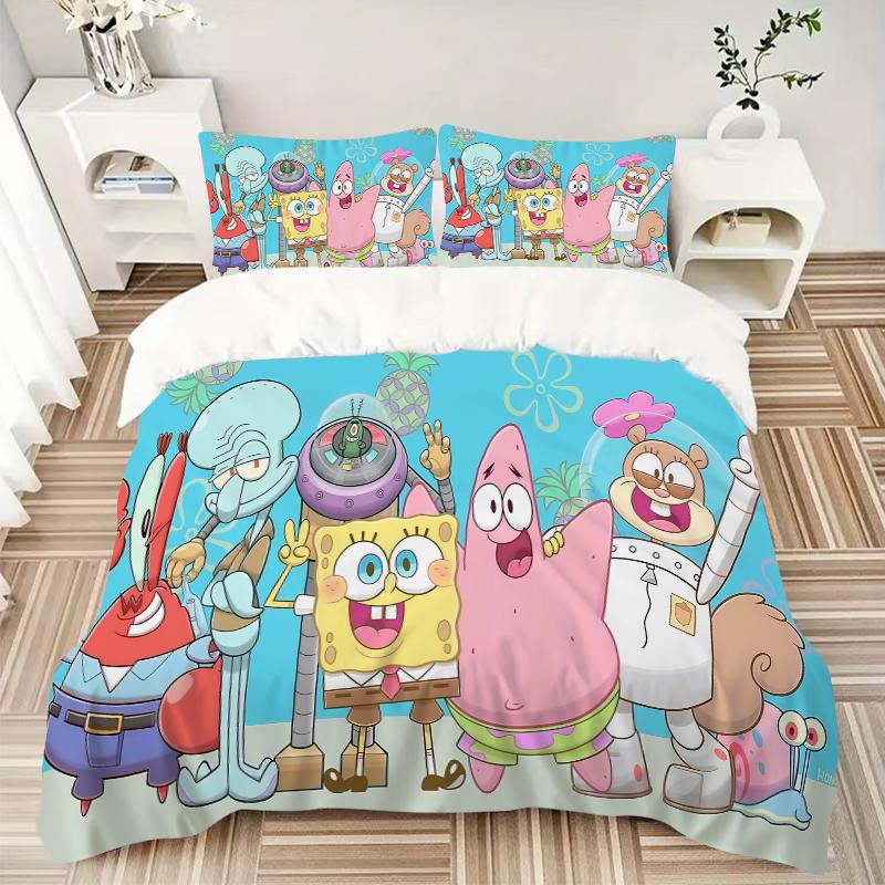 3Pcs Spongebob'S Underwater Adventure Bedding Sets For All Sizes New 3D Printed Bed Cover Comforter Duvet Cover Pillowcase Bedroom Decoration