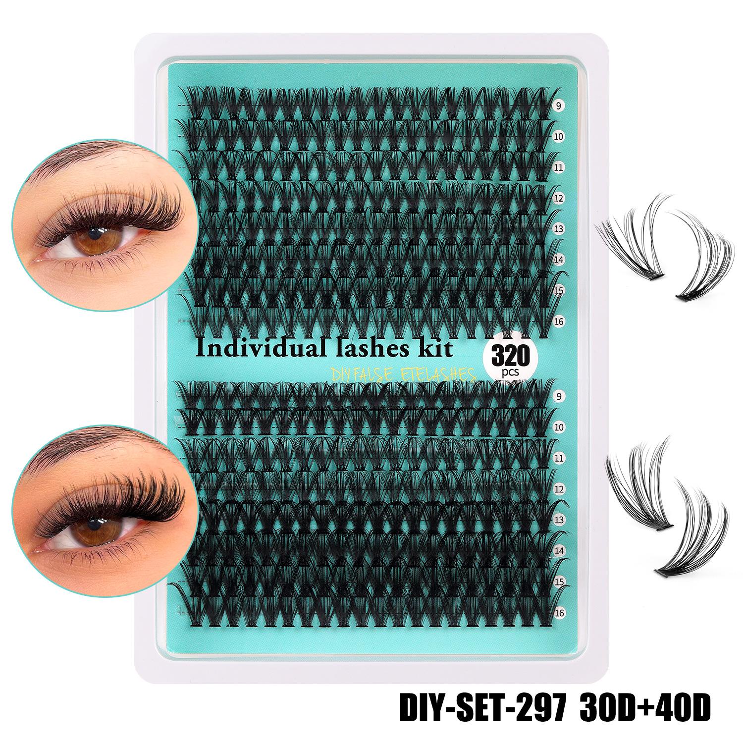 

30D100D Dense Single Cluster False Eyelash Set 9-16Mm Curled Diy Segmented Eyelashes