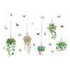 Green Potted Plant Window Decals, Self-Adhesive and Butterfly Wall Stickers for Home Decor