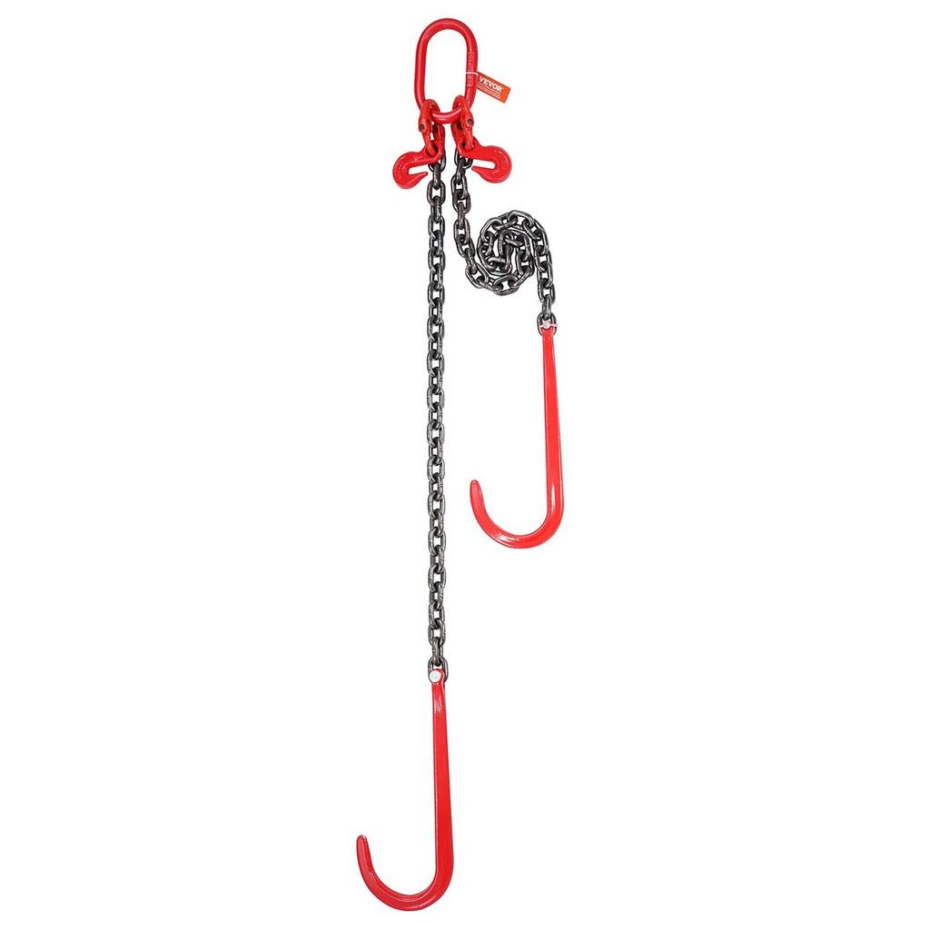 3/8" X 3' G80 Tow Chain J Hook V-Chain Bridle Grab Hook Wrecker 15600 Lbs