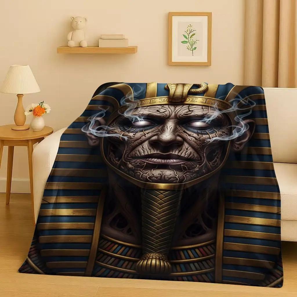 3D Dead God Anubis Pharaoh Ancient Egypt Mythology Cartoon Flannel Blanket,Ultra Soft Plush Throw for Home Bedroom Bed Sofa