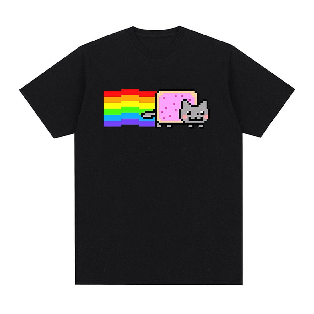 

Kawaii Nyan Rainbow Cat Funny Meme T-shirt Men s Women Clothing Fashion Casual Cotton T-shirts Harajuku Short Sleeves T Shirts 5XL різнокольоровий