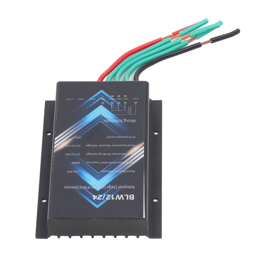 800W Windturbinenregler Aluminiumlegierung IP67 Wasserdicht Windgeneratorregler 12V 24V