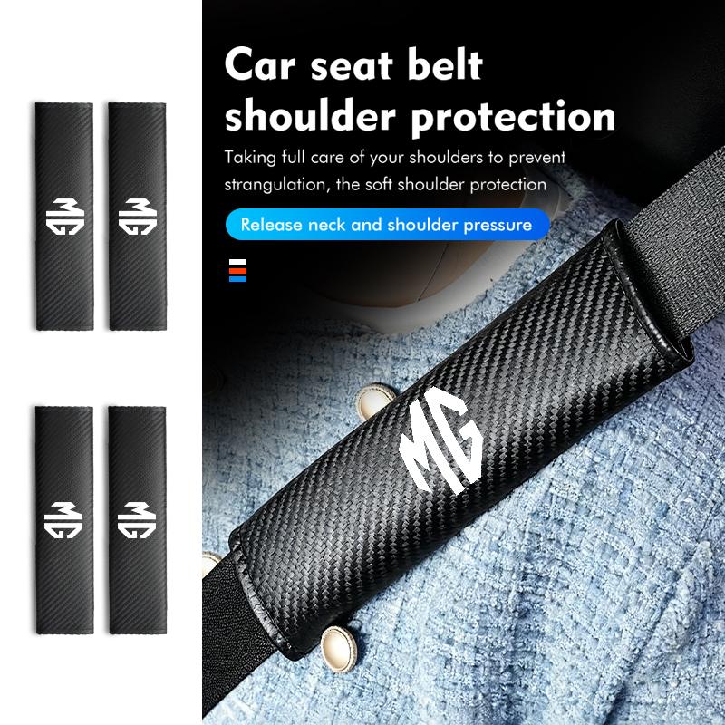 Car Seat Belt Shoulder Carbon Fibre Protection Pad Accessories For MG ZS GS 3 5 6 7 Gundam 350 Parts TF hector HS SJH5