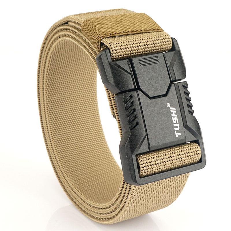 Men's Tactical Quick Release Stretch Belt with Aluminum Buckle for Outdoor and Casual Wear