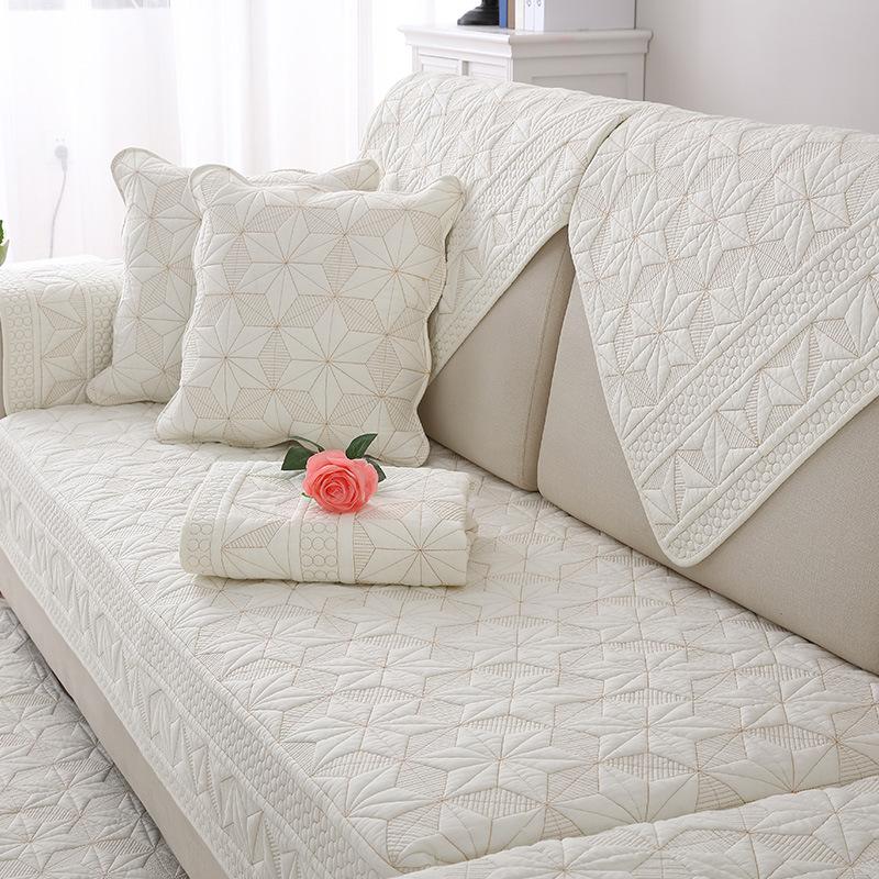 Cotton Sofa Cushion, Universal Fabric For All Seasons, Non-Slip Solid Wood Seat Cushion, Simple Modern Leather Sofa Cover, Backrest Towel
