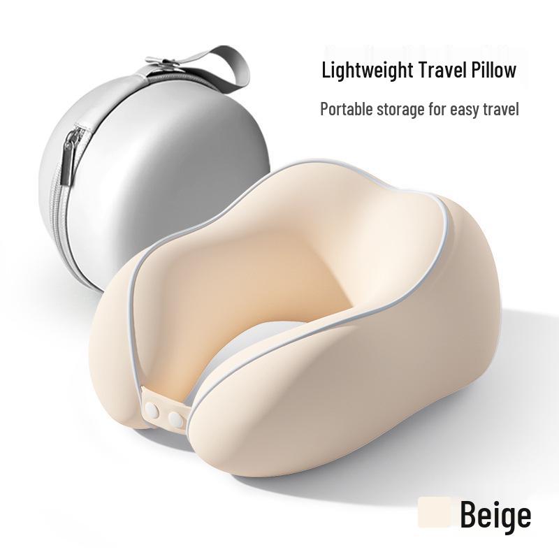 Almohada de Viaje Portátil con Espuma Viscoelástica en Forma de U para Cuello para Coche, Tren y Avión
