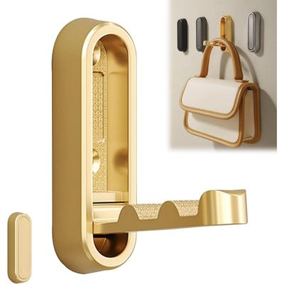 Gold Foldable Hooks for Wall Hanging, Metal Duty Wall Hooks Space Saving for Towel,coat Bag, No Drill Suction Hooks for Bathroom,easy Installation