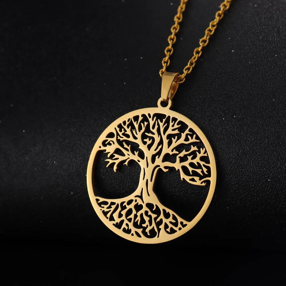 Trend Stainless Steel Viking Tree of Life Pendant Charm Men's Necklace Fashion Hip Hop Punk Jewelry Accessories Party Gift