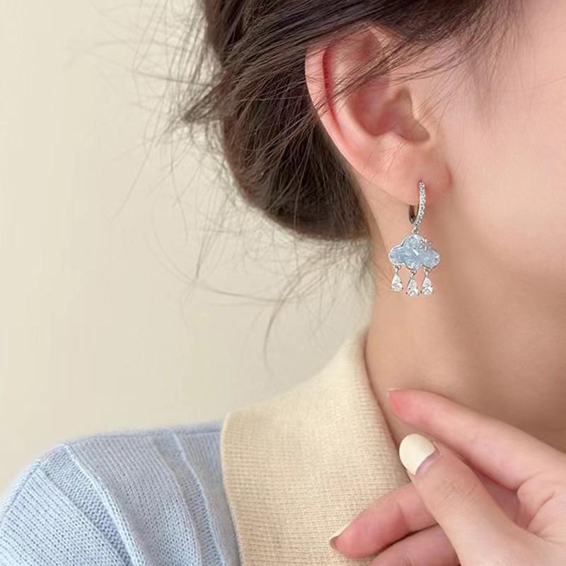New Korean Cute Cloud Earrings For Women Blue Crystal Rain Zircon Drop Earring Party Wedding Jewelry Gifts
