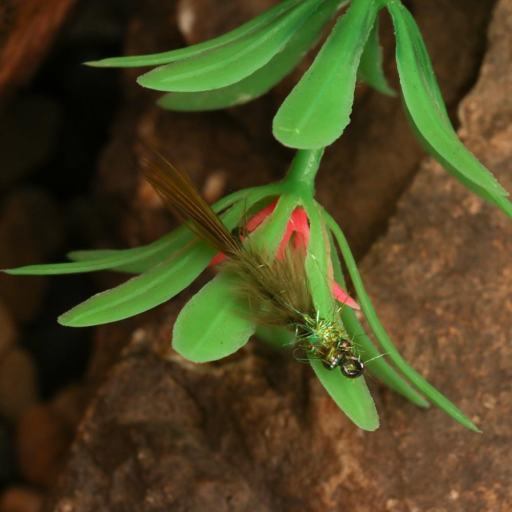8PCS 12# Chainbead Eyes Flashback Marabou Damselfly Nymph Olive Hackle Nymphs