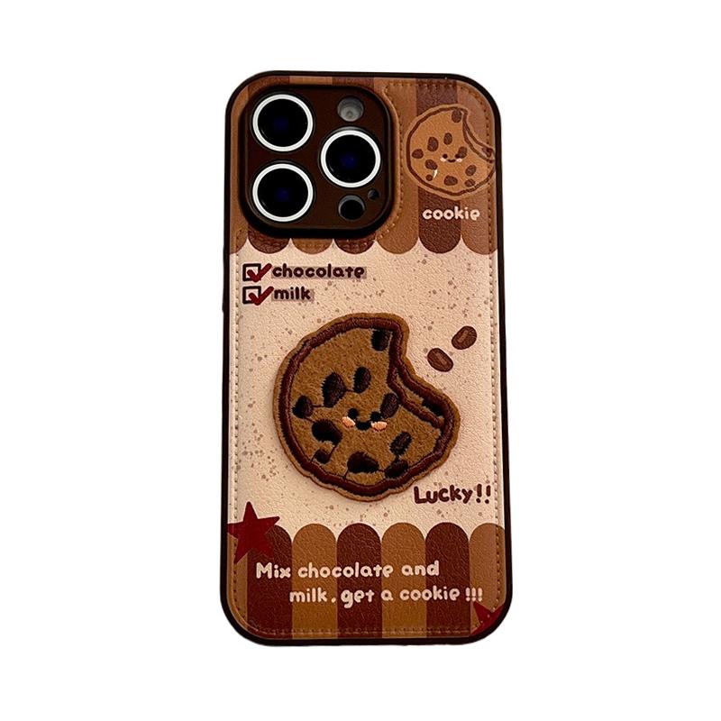 

Funny Cute Fabric Biscuit Fish Cookie Case For iPhone 17 16 15 13 14 11 12 Pro Max Soft Puff Leather Silicone Phone Back Cover iPhone 13