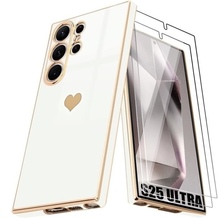 Coque - Samsung - Galaxy S25 Ultra - Antichoc - Motif Cœur - Blanc