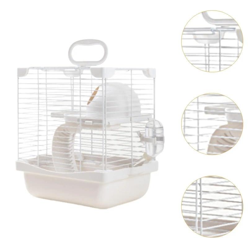 2 Tiers Hamster Cage Enclosure Travel Cage High Chassis Design Detachable Bottom Double-decker villa basiccagetwo-storyplatform