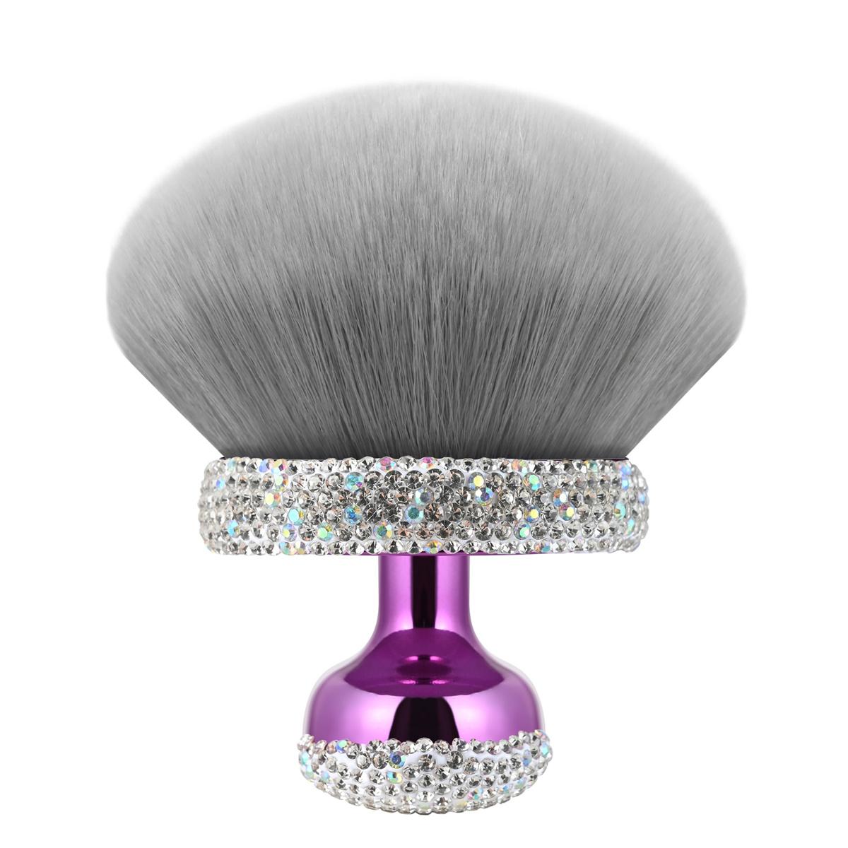 Luxury diamond-encrusted large loose powder brush, high-quality nail powder brush, premium trendy gold powder brush, hot selling