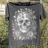 Floral Vintage Skull Comfort Colors Shirt, Boho Skeleton Tee, Halloween Skull Tshirt, Dark Cottagecore Gift, Retro Goth Graphic Tee