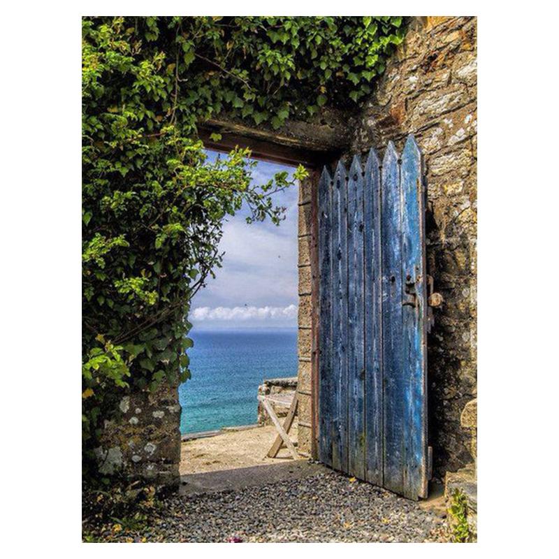 

5D Алмазний живопис Двері Квітковий набір Пейзаж Набір для вишивання хрестом Повне свердло Кругла вишивка Мозаїка Картина зі стразами Декор Full Round 30x40CM