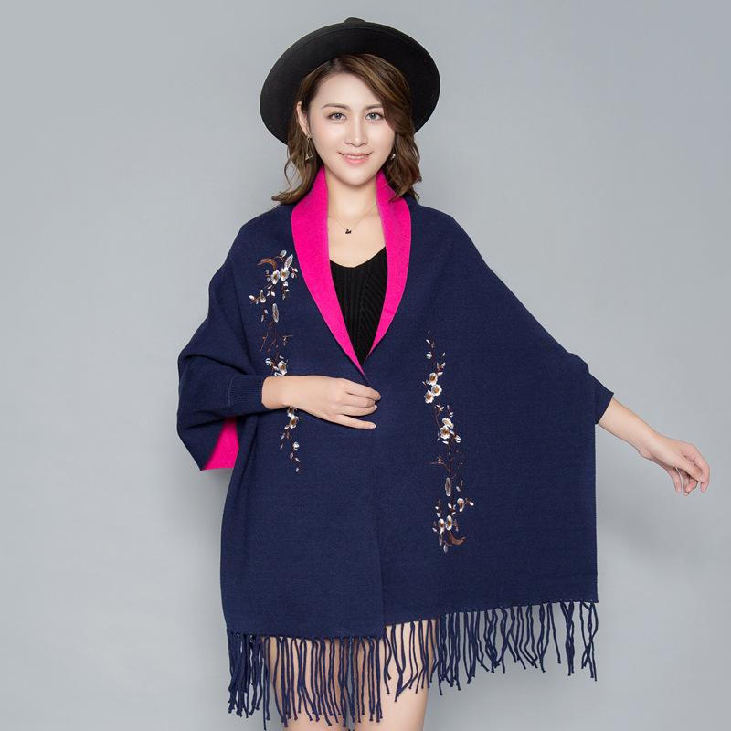 Autumn And Winter New Double-Sided Scarf Thick Warm Fashion Outdoor High Quality Comfortable Plum Embroidery Temperamental Shawl