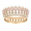 Round Baroque Pageant Crowns European Bridal Wedding Crowns Metal Crystal Full Crown  for Women