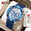 Oufannishi Men's Multifunction Waterproof Quartz Chronograph Wristwatch with Six-Hand Calendar