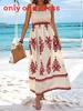 Womens Floral Print Cotton Polyester Sleeveless Maxi Dress For Beach Vacation Wear