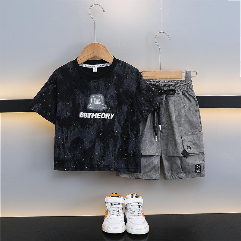 

2025 Модный летний комплект с коротким рукавом для мальчиков - Стильная легкая детская одежда 110 cm чёрный