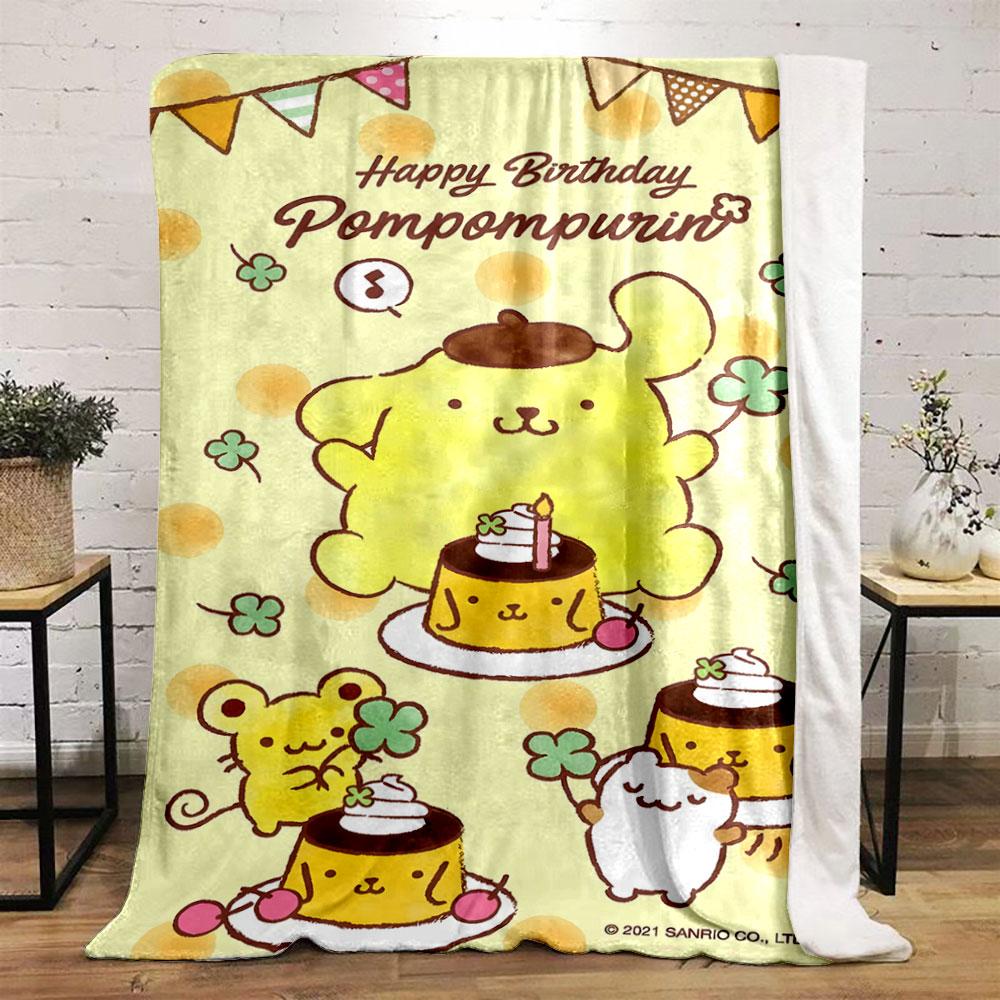 Cute characters with pudding, clovers, and a birthday celebration theme. for all seasons blanket lunch break throw gift