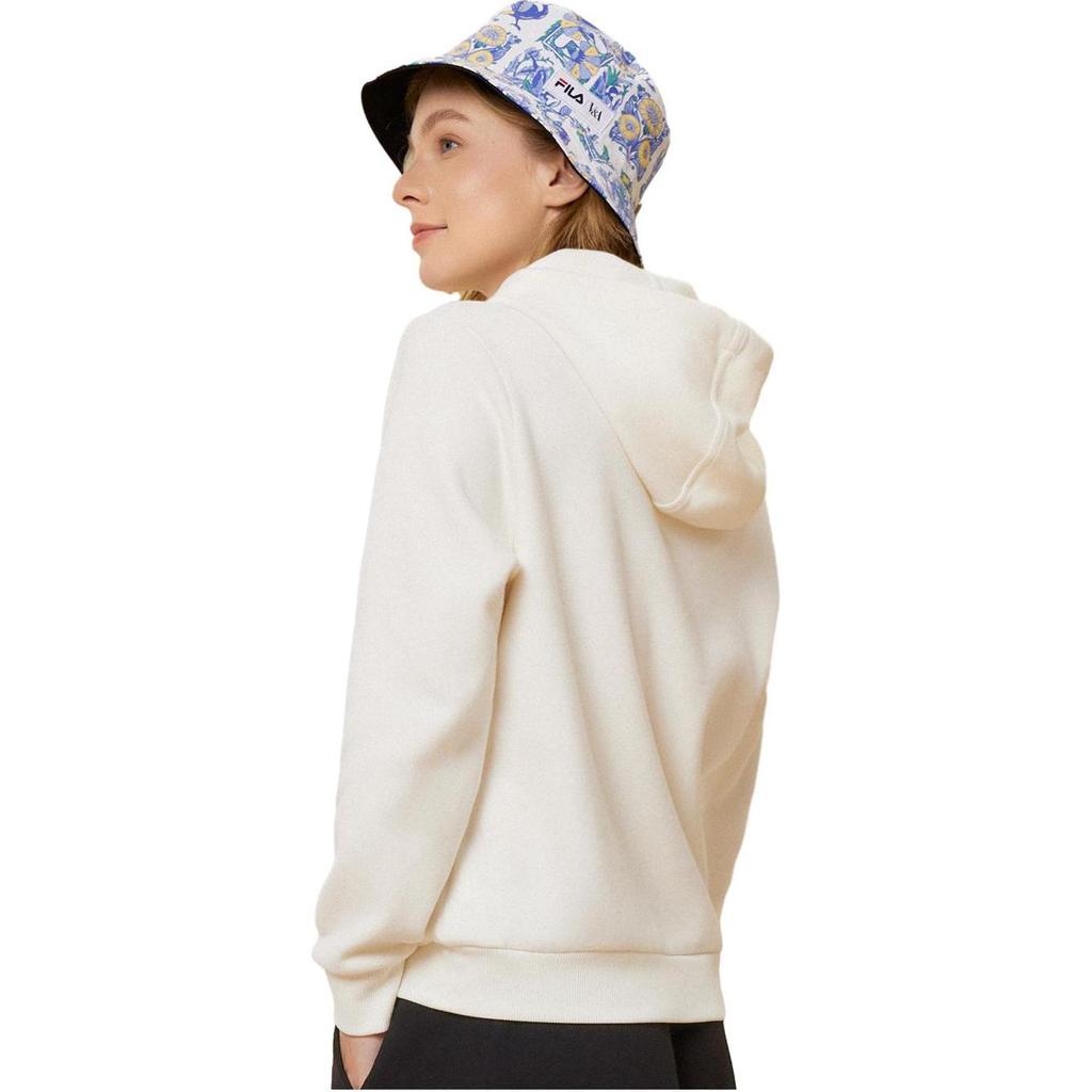 FILA X V&A Morgan Series Floral Bird Logo Print Hooded Casual Sweatshirt Women sweatshirt Cloud-White F11W418201F-WT