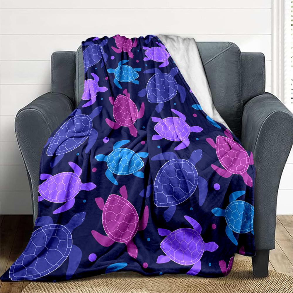 1pc Turtle Pattern Blanket Warm, Cozy, And Soft, Suitable for Sofas, Beds, Cars, And Office Use.Perfect for Camping And Travel, Making It a Great Gift