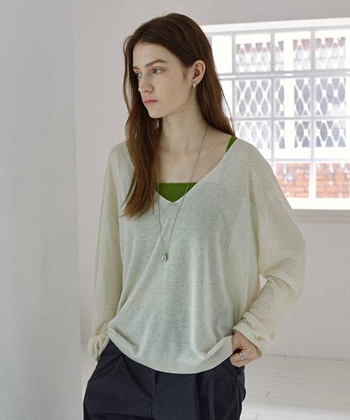Onaenon Deep V-Neck Summer Knit Nek6Mp530