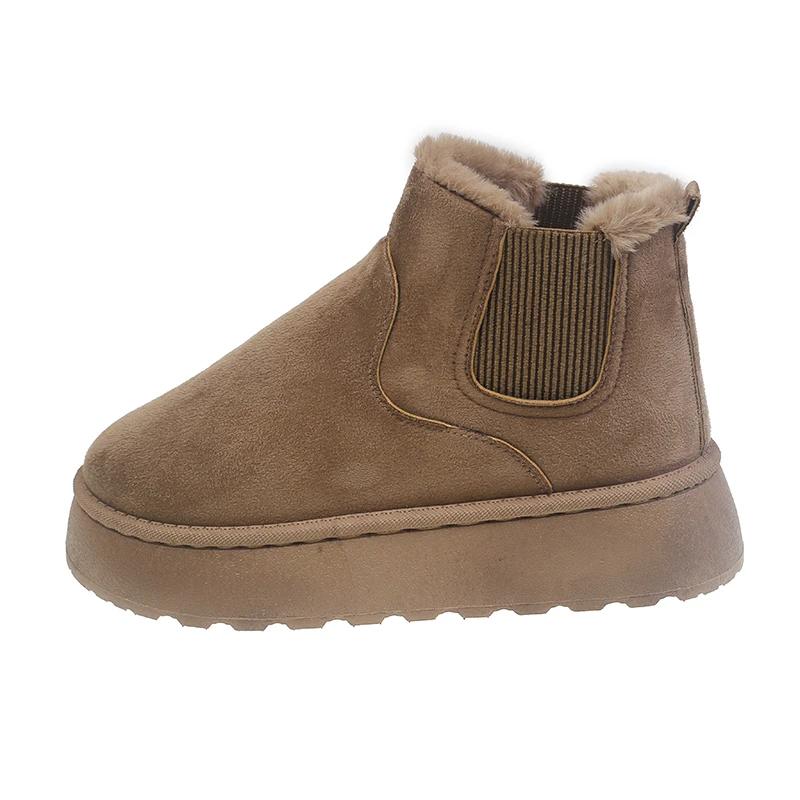2024 Horký výprodej Dámské boty Nazouvací Dámské kozačky Módní Krátký plyš Denní kozačky Dámské Vysoce kvalitní Kulatá špička Jednobarevné Sněhule