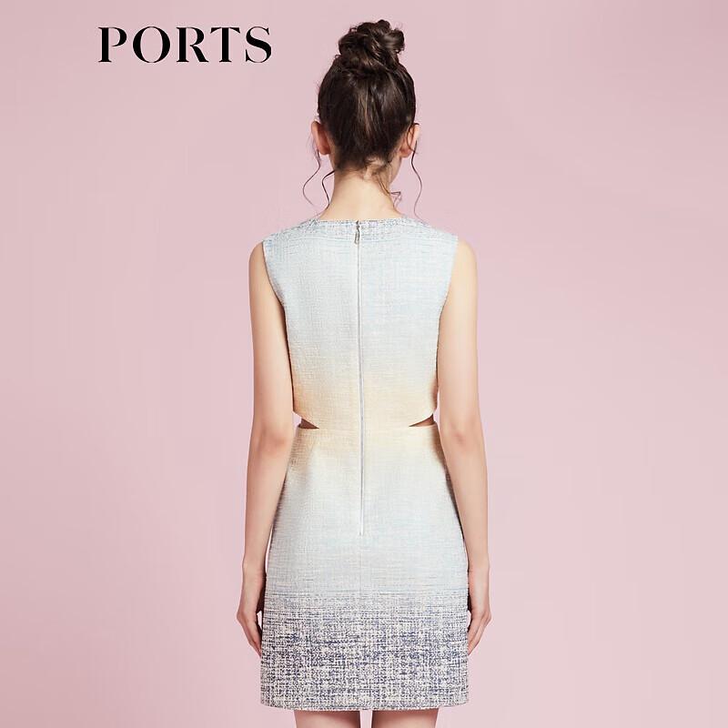 PORTS Women's Gradient Waist Hollow Tweed Midi Dress