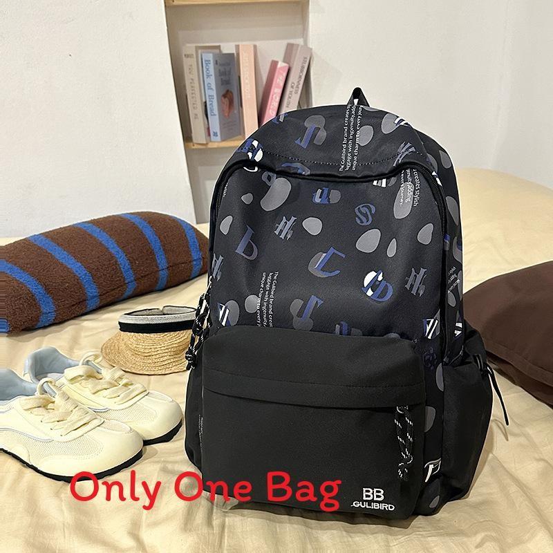 Youthful Nylon Letter Print Backpack For High School Students With Lightweight Design For Daily Use