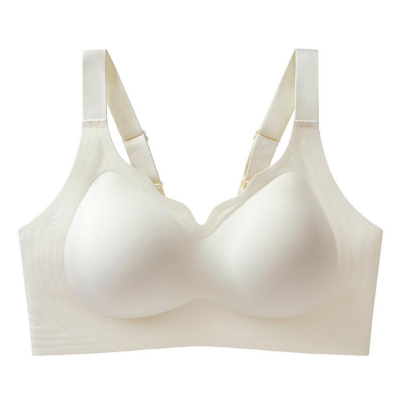 Liquid elastane lift non-magnetic bra upper support gathering breathable latex inner cup non-marking nude jelly bra