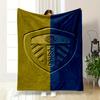 Leeds United Crest In Yellow & Blue Patterned Flannel Blanket Perfect for the Bedroom Living Room, Sofa, or a Little Nap